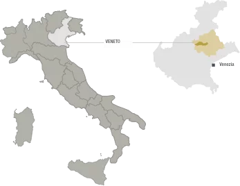Mappa dell'Italia con particolare sul Veneto