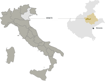 Mappa dell'Italia con particolare sul Veneto