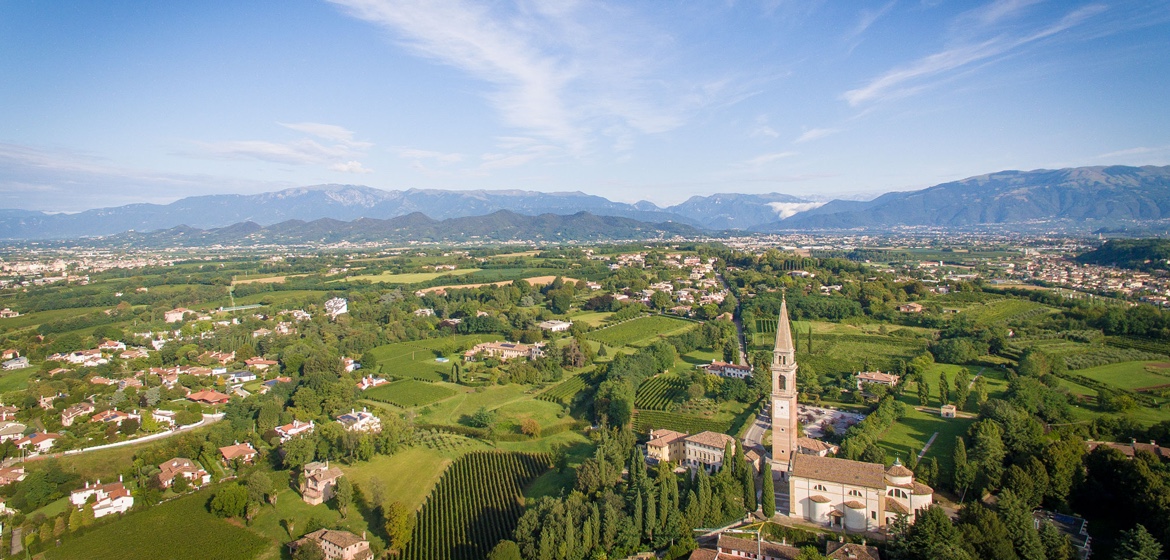 Vista dall'alto del territorio da Santa Maria In Colle a Montebelluna